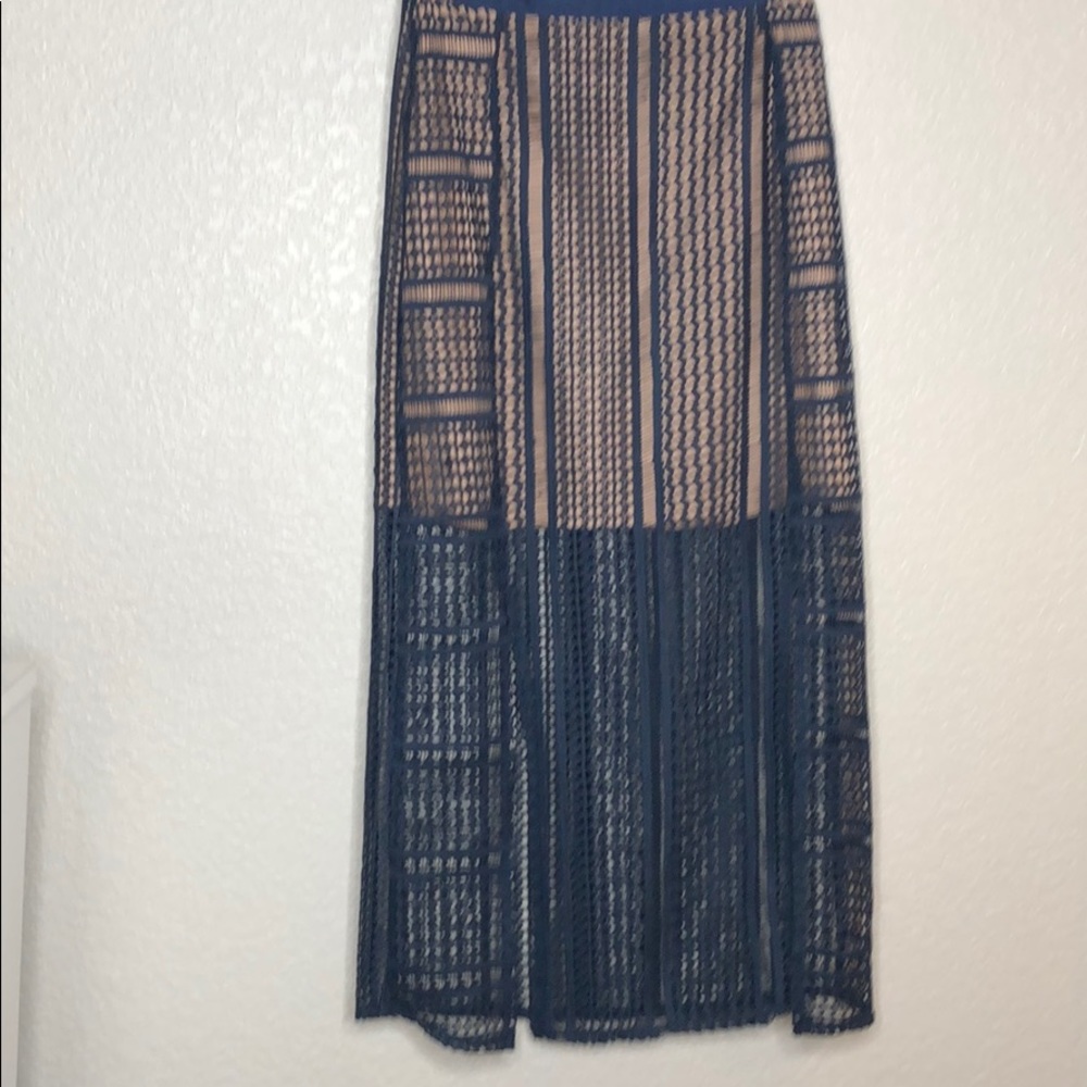 Top shop hi low skirts blue and tan